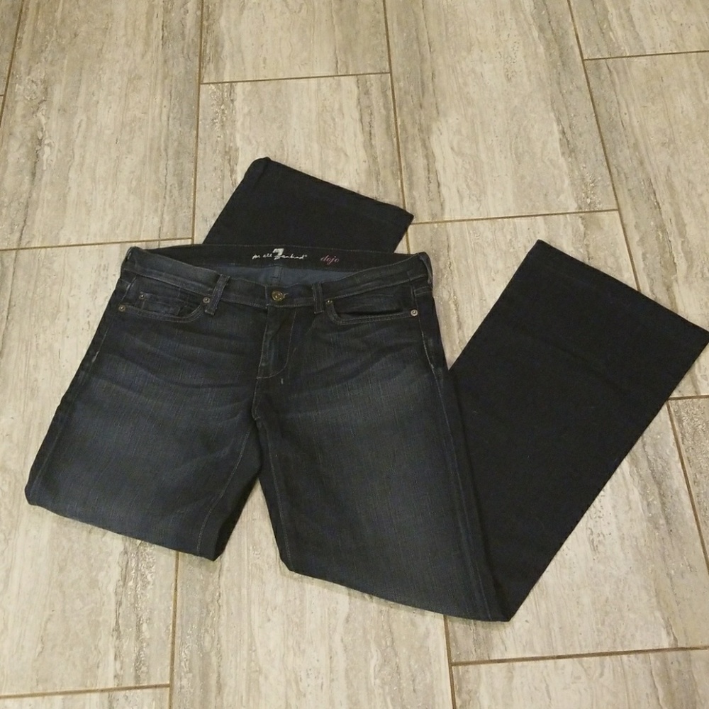 7FAM dark wash dojo wide leg trouser jeans